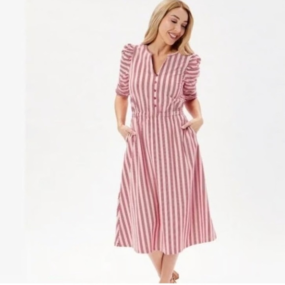 MATILDA JANE Heart To Heart Bookworm Striped Maxi Long Dress Sz Small Mommy & Me - Picture 15 of 15